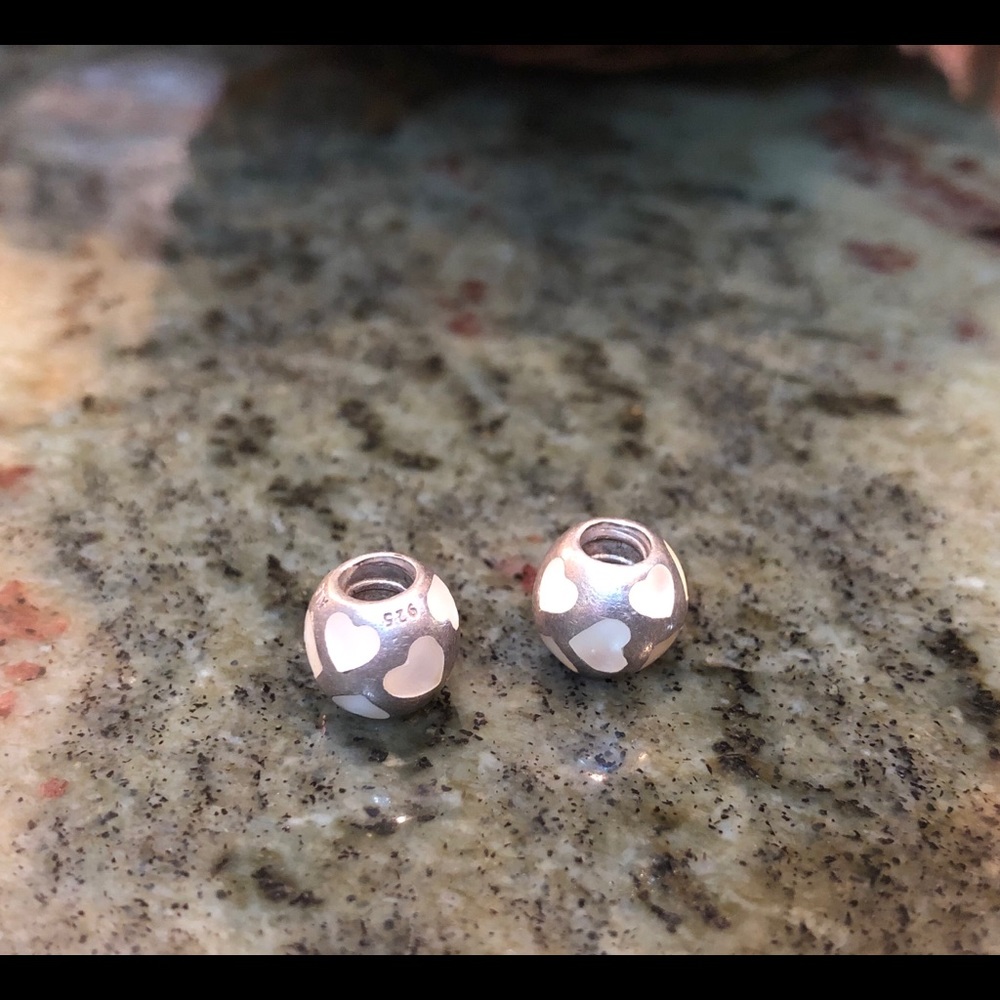 Pandora Retired Silver & mother of pearl hearts
